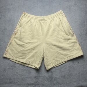 Adidas Sweat Shorts Mens 2XL Beige Fleece Inside Elastic Waist Casual Athletic